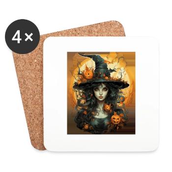 Halloween Witch I Cartoon Style I Witch - Coasters (set of 4) - white - Front