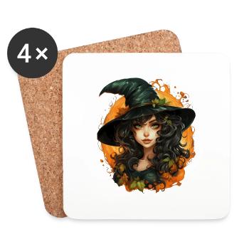 Halloween Witch I Cartoon Style I Witch - Coasters (set of 4) - white - Front