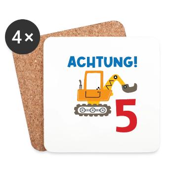 Achtung Ich bin Fünf - Untersetzer (4er-Set) - Weiß - Vorne
