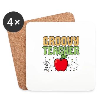 Groovy Teacher für Lehrer Lehrerinnen - Untersetzer (4er-Set) - Weiß - Vorne