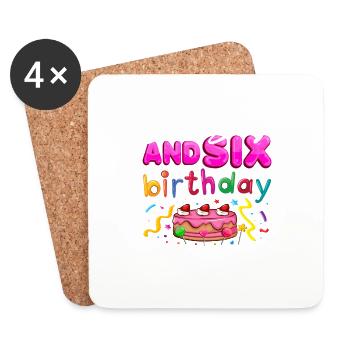 Sweet Six and Sassy Cute 6th Birthday - Dessous de verre (lot de 4) - blanc - Devant