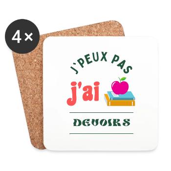 J'peux pas, j'ai devoir - Dessous de verre (lot de 4) - blanc - Devant