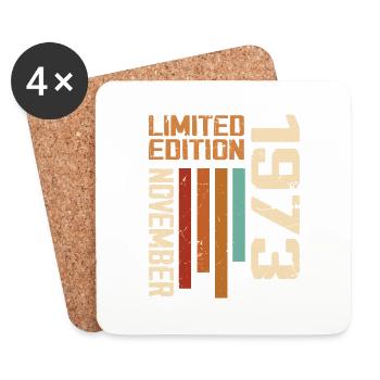 1973 November Birthday present. November 1973 - Coasters (set of 4) - white - Front