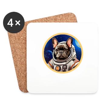 Frenchie French Bulldog Astronaute Space - Dessous de verre (lot de 4) - blanc - Devant