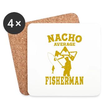 lustig angeln fisch fisch fischer nacho durchschnitt - Untersetzer (4er-Set) - Weiß - Vorne
