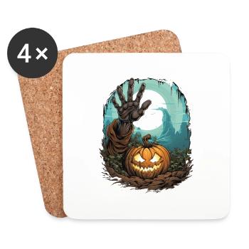 Halloween Emerging Hands Spooky Pumpkin - Untersetzer (4er-Set) - Weiß - Vorne