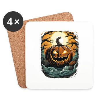 Halloween Emerging Hands Spooky Pumpkin - Untersetzer (4er-Set) - Weiß - Vorne