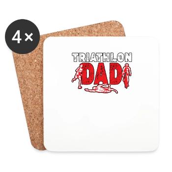 Triathlon Dad für Triathleten Väter Männer - Untersetzer (4er-Set) - Weiß - Vorne