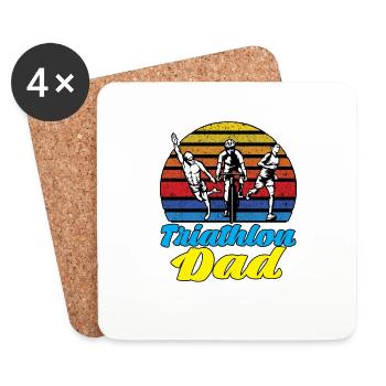 Triathlon Dad für Triathleten Väter Männer - Untersetzer (4er-Set) - Weiß - Vorne