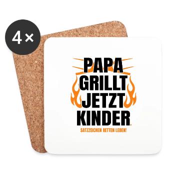 Papa Grillt Jetzt Kinder Satzzeichen Spruch - Untersetzer (4er-Set) - Weiß - Vorne