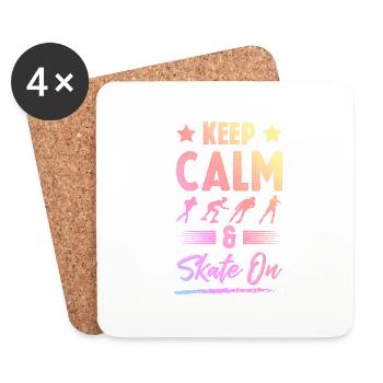 Restez calme patinez - Dessous de verre (lot de 4) - blanc - Devant