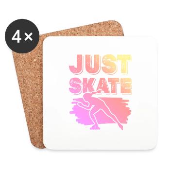 Juste patiner en disant - Dessous de verre (lot de 4) - blanc - Devant