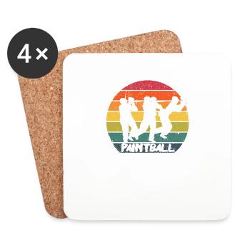 Paintball Paintballer Tactical Sports Master Retro - Coasters (set of 4) - white - Front