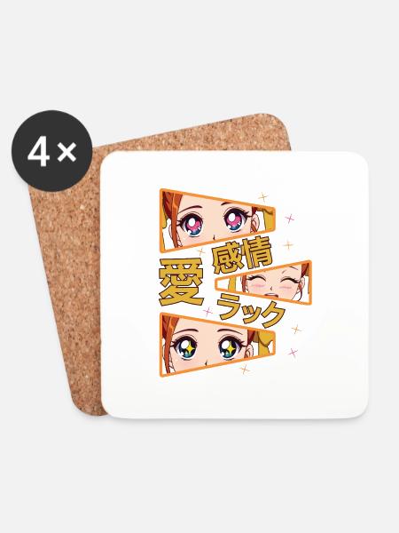 gefühle liebe glück Manga Anime - Untersetzer (4er-Set) - Weiß