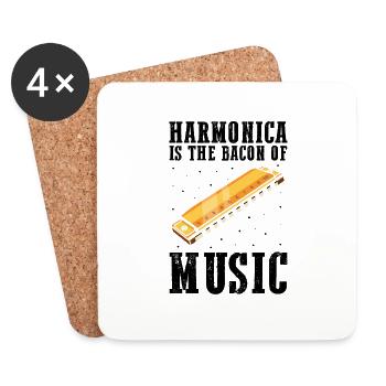 Mundharmonika Spieler und Mundharmonika - Untersetzer (4er-Set) - Weiß - Vorne