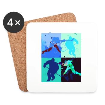 Hockey sur glace, Hockey, Graffi, Coloré, Pochoir - Dessous de verre (lot de 4) - blanc - Devant