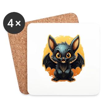 Chauve-souris Halloween I Cartoon Mignonne chauve-souris - Dessous de verre (lot de 4) - blanc - Devant