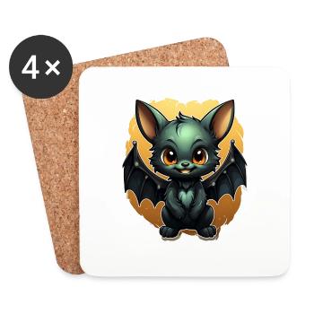 Chauve-souris Halloween I Cartoon Mignonne chauve-souris - Dessous de verre (lot de 4) - blanc - Devant