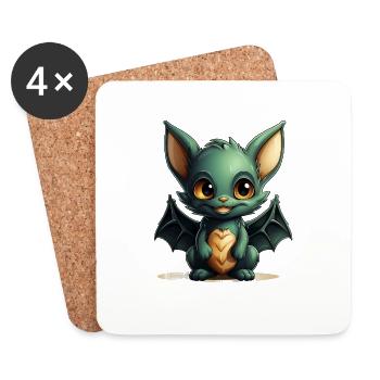 Chauve-souris Halloween I Cartoon Mignonne chauve-souris - Dessous de verre (lot de 4) - blanc - Devant