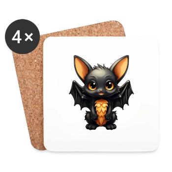 Chauve-souris Halloween I Cartoon Mignonne chauve-souris - Dessous de verre (lot de 4) - blanc - Devant