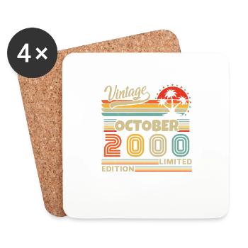 Original Oktober 2000 Jahrgang Jubiläum 2000 - Untersetzer (4er-Set) - Weiß - Vorne