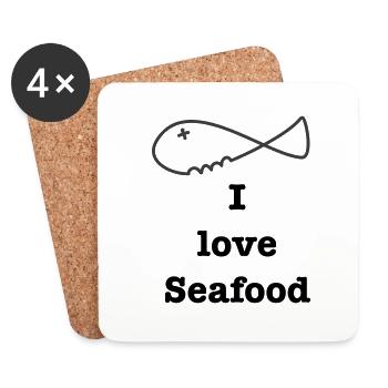 I love Seafood 2 - Coasters (set of 4) - white - Front