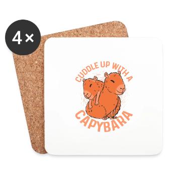 Cuddle Up With A Capybara Capibara Owner Mammal - Coasters (set of 4) - white - Front