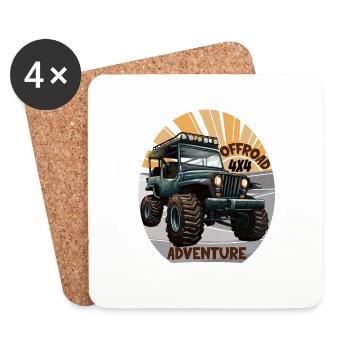 Offroad adventure 4x4 - Coasters (set of 4) - white - Front