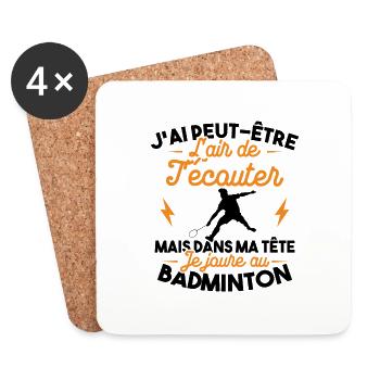 Dans ma tête je joue au Badminton - Dessous de verre (lot de 4) - blanc - Devant