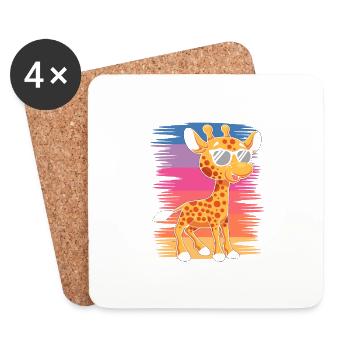 Girafe lunettes de soleil mignon animal pour femme - Dessous de verre (lot de 4) - blanc - Devant