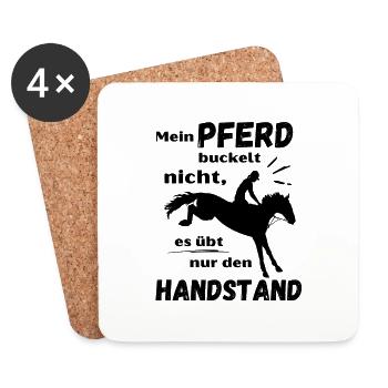 Mein Pferd buckelt nicht, es übt nur den Handstand - Untersetzer (4er-Set) - Weiß - Vorne