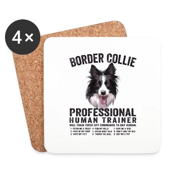 Beautiful Border Collie Pro Human Trainer Border - Coasters (set of 4) - white - Front