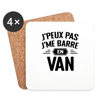 J'peux Pas J'me Barre en Van Cadeau Anniversaire - Dessous de verre (lot de 4) - blanc - Devant