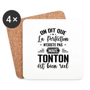 Tonton Parfait Cadeau Humour Tonton - Dessous de verre (lot de 4) - blanc - Devant