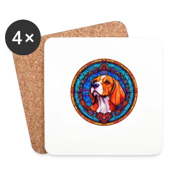 Glass Mosaic Beagle Design - Unique Beagle Art - Dessous de verre (lot de 4) - blanc - Devant