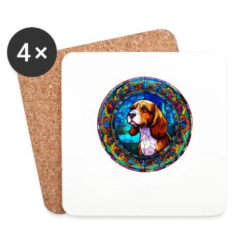 J’adore Beagle and Stained Glass Art - Funny and Un - Dessous de verre (lot de 4) - blanc - Devant