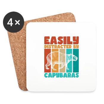 Easily Distracted By Capybaras Capibara Owner Mamm - Coasters (set of 4) - white - Front