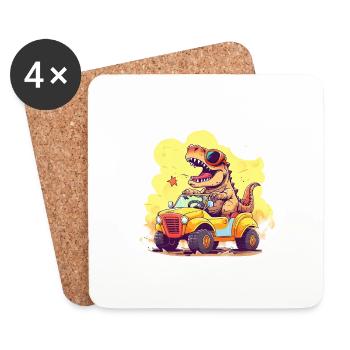 T-Rex conduit un camion monstre J’ai 8e anniversaire - Dessous de verre (lot de 4) - blanc - Devant