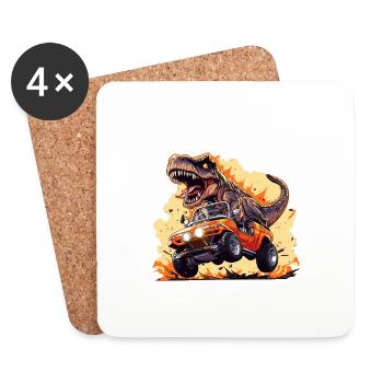 T-Rex conduit un camion monstre pour mon 2e anniversaire - Dessous de verre (lot de 4) - blanc - Devant