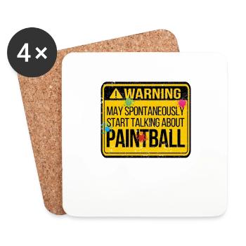 Warning can start spontaneously, about paintball - Coasters (set of 4) - white - Front