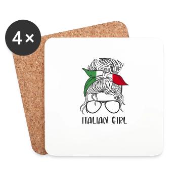 Fille italienne - Dessous de verre (lot de 4) - blanc - Devant