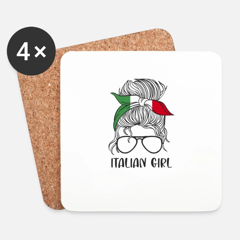 Italian Girl - Untersetzer (4er-Set) - Weiß