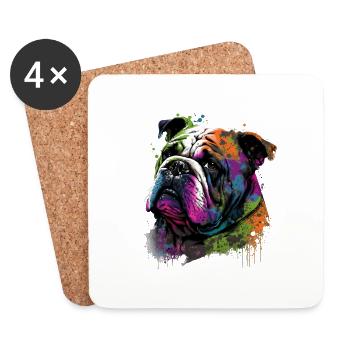Bouledogue anglais Pop Art I Dog Lover I Splash Art - Dessous de verre (lot de 4) - blanc - Devant