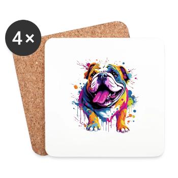 Bouledogue anglais Pop Art I Dog Lover I Splash Art - Dessous de verre (lot de 4) - blanc - Devant