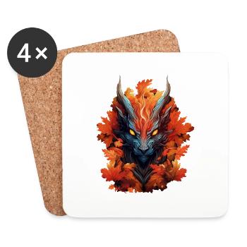 Autumn dragon made of foliage - Coasters (set of 4) - white - Front