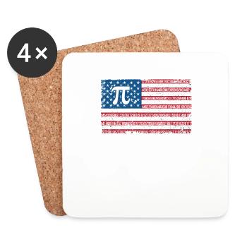 4. Juli Pi Day Amerikanische Flagge Mathematik USA - Untersetzer (4er-Set) - Weiß - Vorne