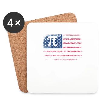 July 4 Pi Day American Flag Mathematics USA - Coasters (set of 4) - white - Front