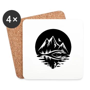 Circle and Reflection - Mountain - - Coasters (set of 4) - white - Front