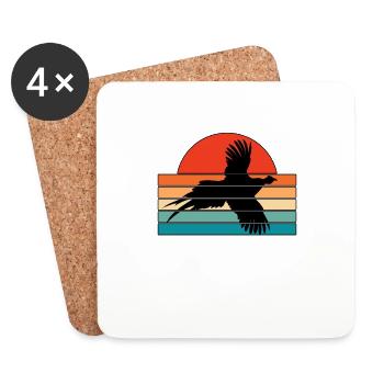 Chasse aux oiseaux du Faisan au coucher du soleil - Dessous de verre (lot de 4) - blanc - Devant