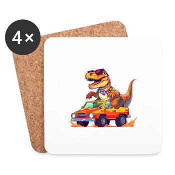T-Rex conduit un camion monstre J’ai 7e anniversaire - Dessous de verre (lot de 4) - blanc - Devant